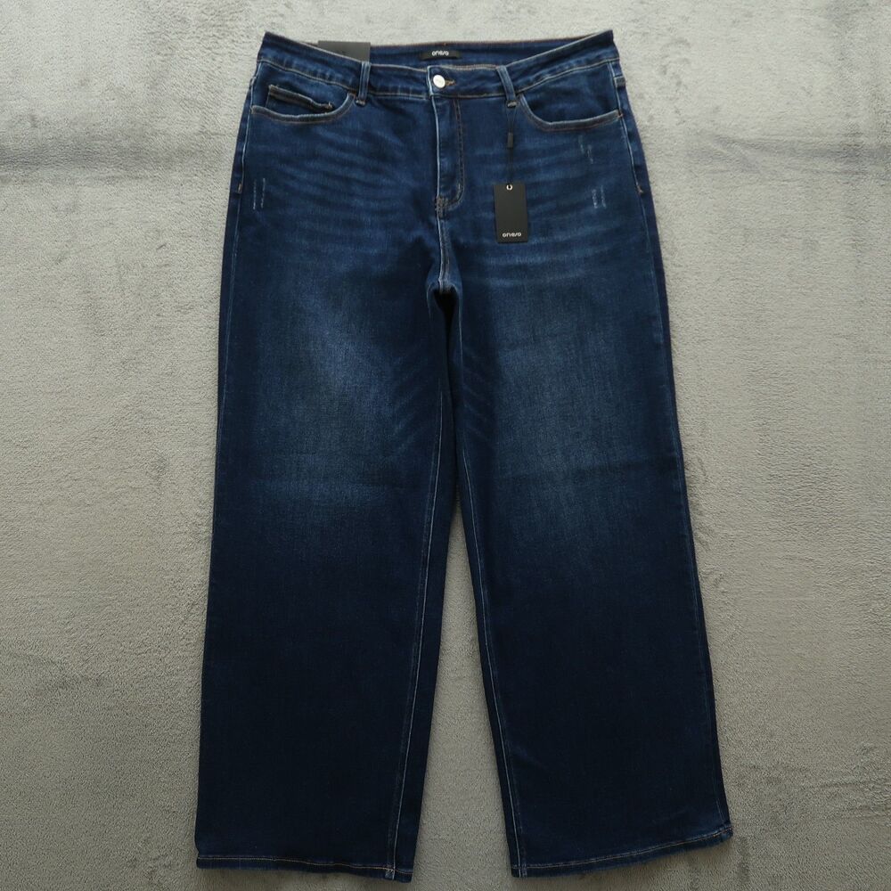 ONESO Jeans Women's Size 20W Mid-Rise Wide-Leg Denim 31.5" Inseam Distressed NWT